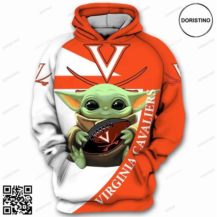 Baby Yoda Hug Ball Virginia Cavaliers Virginia Cavaliers Gift Ideas For Him All Over Print Hoodie