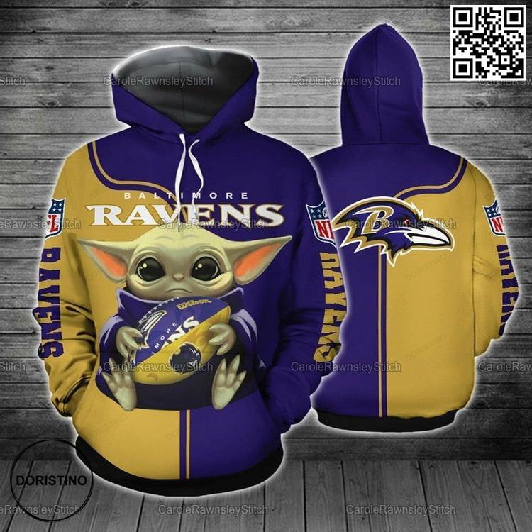 Baby Yoda Hug Baltimore Ravens 3d Limited Edition 3D Hoodie
