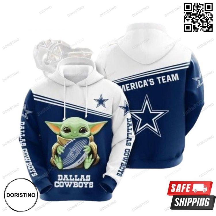 Baby Yoda Hug Dallas Cowboys 1 Limited Edition 3D Hoodie