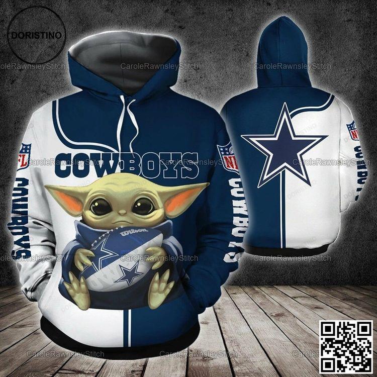 Baby Yoda Hug Dallas Cowboys 3d Awesome 3D Hoodie