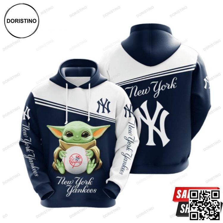 Baby Yoda New York Yankees All Over Print Hoodie