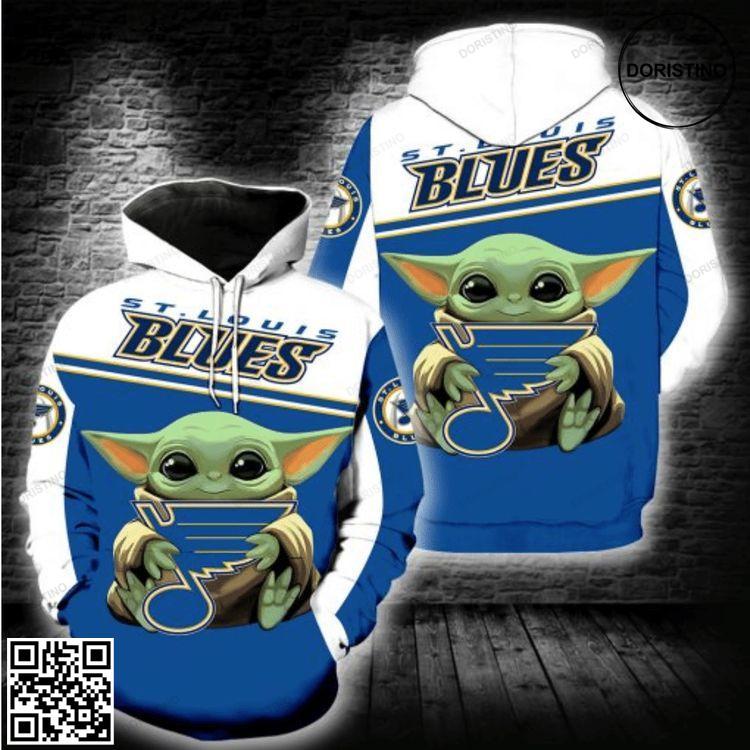 Baby Yoda St Louis Blues Nhl Men And Women 3d Full Printing And Baby Yoda St Louis Blues 3d Full Printing Awesome 3D Hoodie