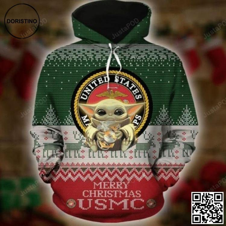 Baby Yoda United States Us Marine Corps Christmas _classic _sweetdreamfly En Awesome 3D Hoodie
