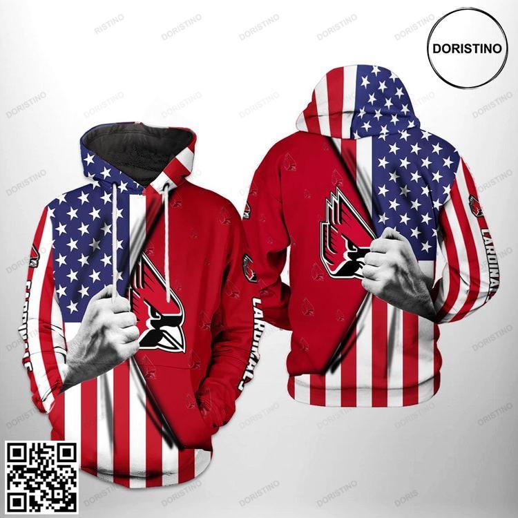 Ball State Cardinals Ncaa Us Flag 3d Printed Zipper Limited Edition 3D Hoodie
