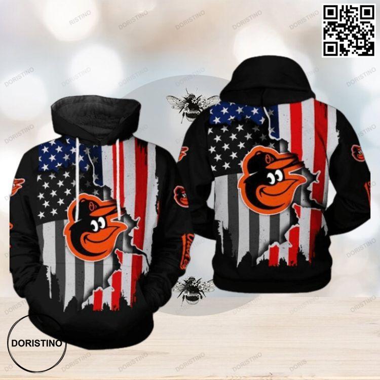 Baltimore Orioles Mlb Us Flag 3d Printed Limited Edition 3D Hoodie