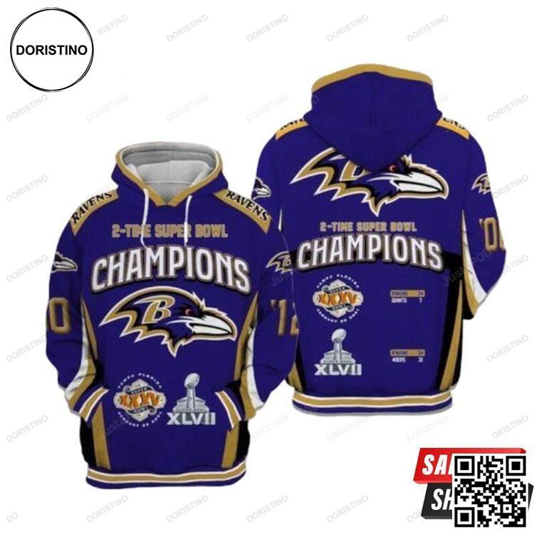 Baltimore Ravens 3 All Over Print Hoodie