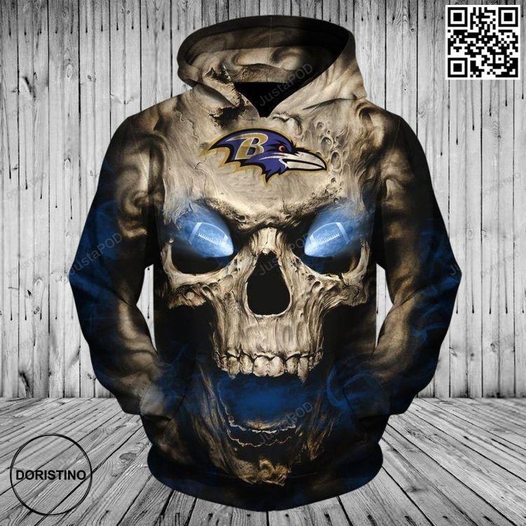 Baltimore Ravens 3d Skull Limited Edition 3D Hoodie