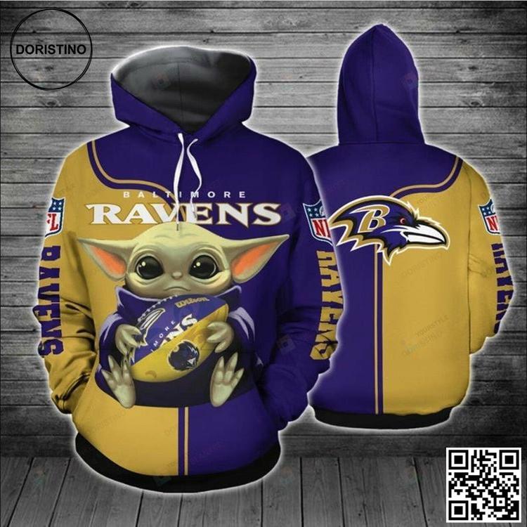 Baltimore Ravens Baby Yoda 3d Limited Edition 3D Hoodie