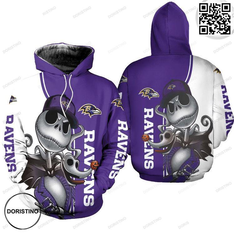 Baltimore Ravens Jack Skellington And Zero Limited Edition 3D Hoodie