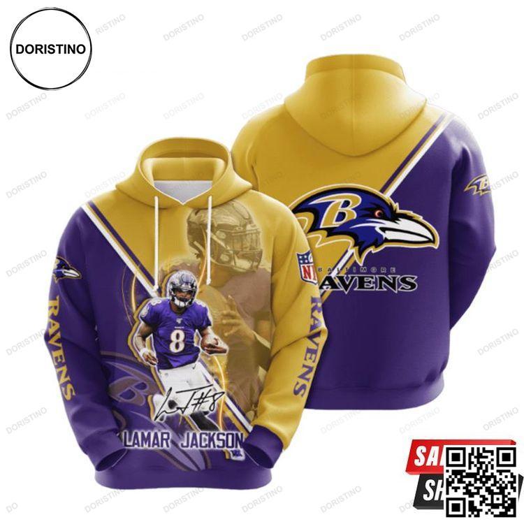 Baltimore Ravens Lamar Jackson 4 Awesome 3D Hoodie