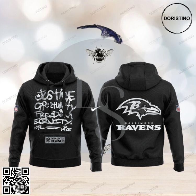 Baltimore Ravens Nfl Justice Opportunity Equity Freedom Awesome 3D Hoodie