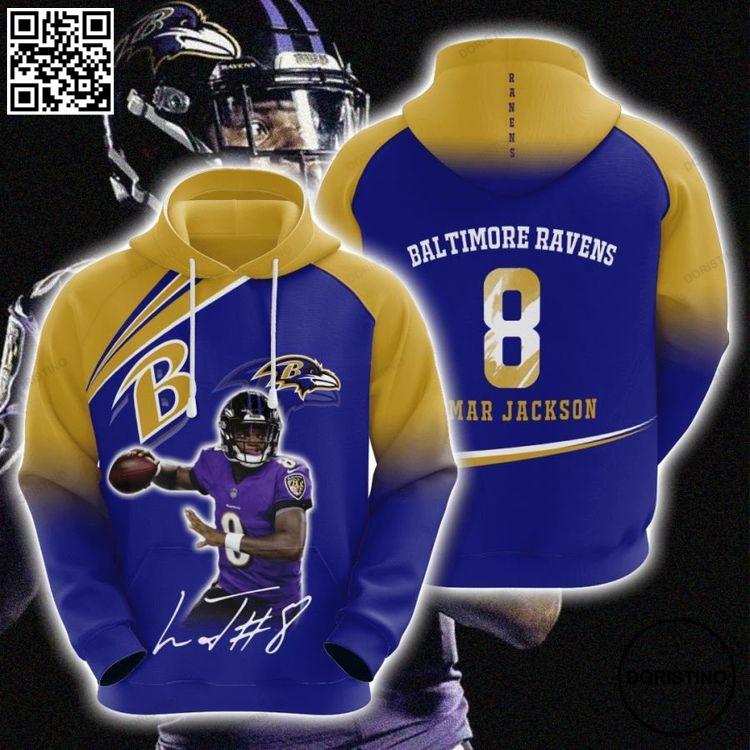 Baltimore Ravens No155 Custom All Over Print Hoodie