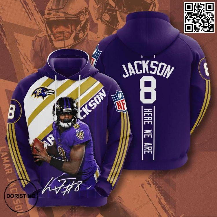 Baltimore Ravens No156 Custom Awesome 3D Hoodie
