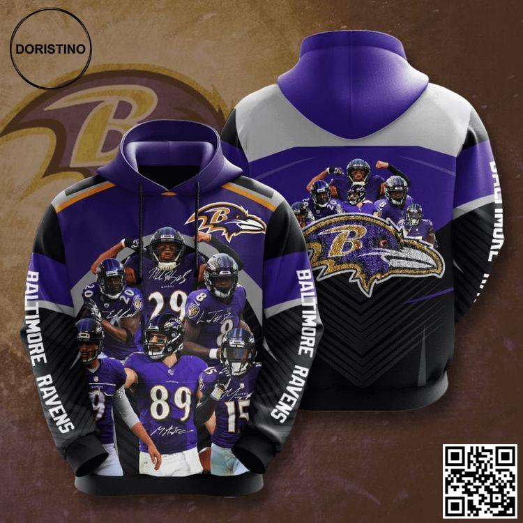 Baltimore Ravens No164 Custom Awesome 3D Hoodie