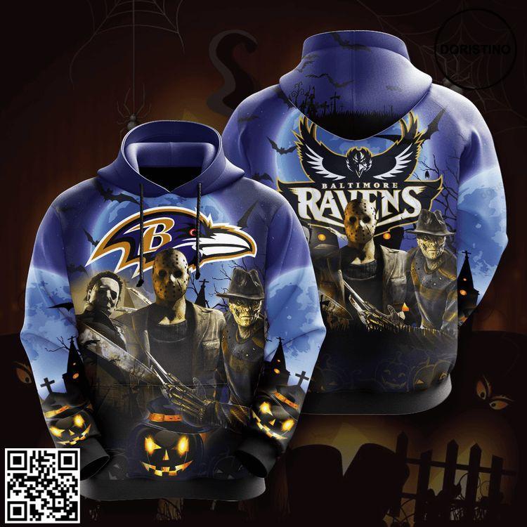 Baltimore Ravens No166 Custom All Over Print Hoodie