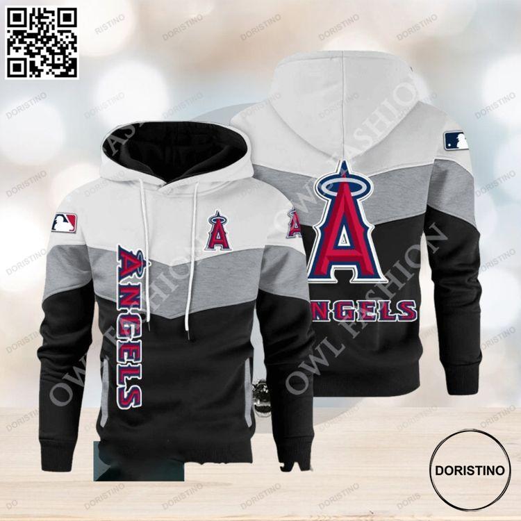 Baseball Los Angeles Angels Team Mlb Black White Printed All Over Print Hoodie