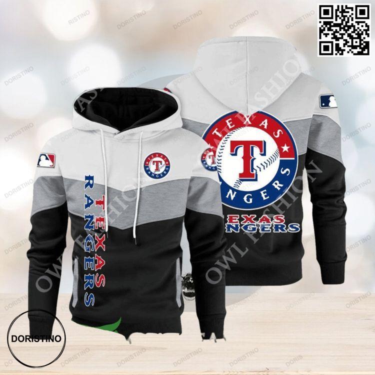 Baseball Texas Rangers Team Mlb Black White Printed Awesome 3D Hoodie