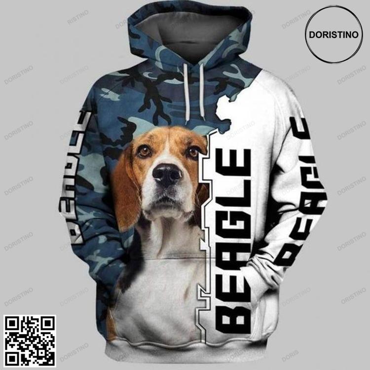Beagle Blue And White Amazing 3d Printed Sublimation All Over Print Hoodie