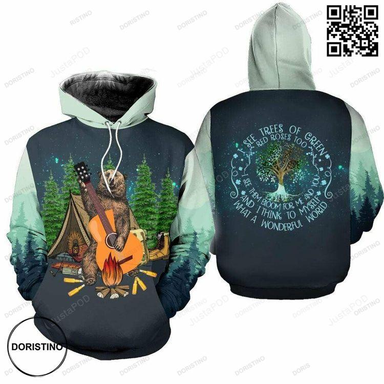 Bear Camping Guitar 3d All Print All Over Print Hoodie