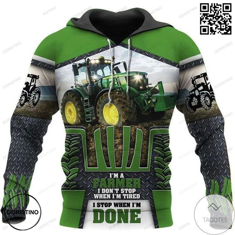 Beautiful Tractor Im A Farmer I Dont Stop When Im Tired 3d Limited Edition 3D Hoodie