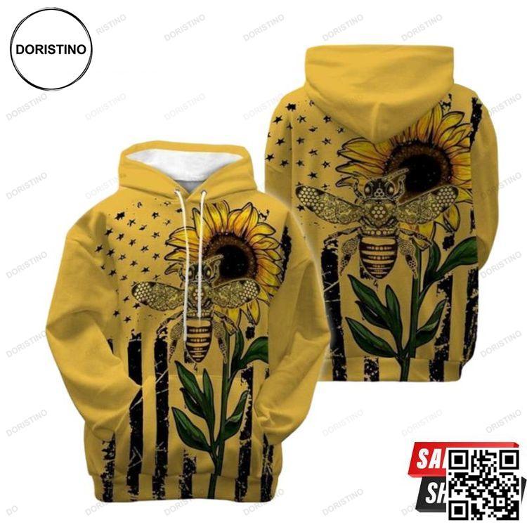 Bee Sunflower Awesome 3D Hoodie