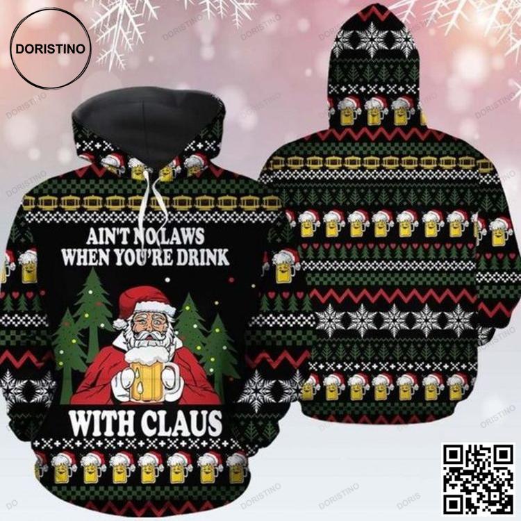 Beer And Santa Black Best 3d Printed Sublimation Limited Edition 3D Hoodie