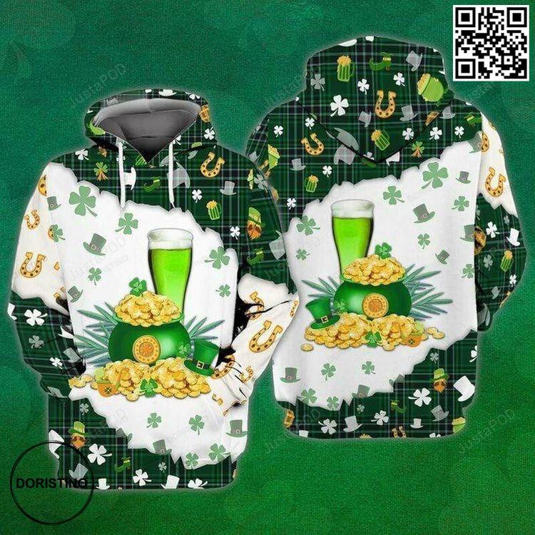 Beer With Gold St Patrick 3d All Print All Over Print Hoodie