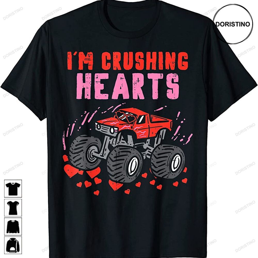 I Crush Hearts Monster Truck Toddler Boys Valentines Day Awesome Shirts