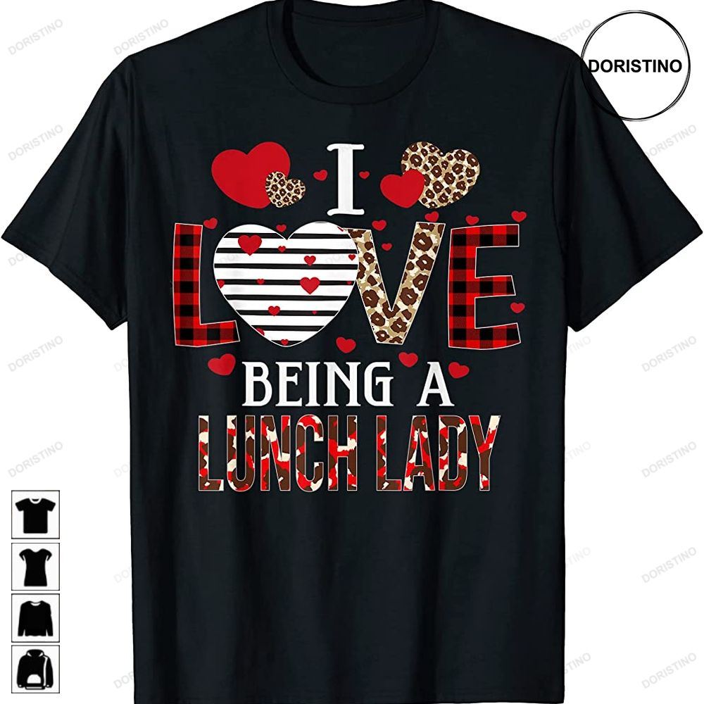 I Love Being A Lunch Lady Red Plaid Hearts Valentines Awesome Shirts