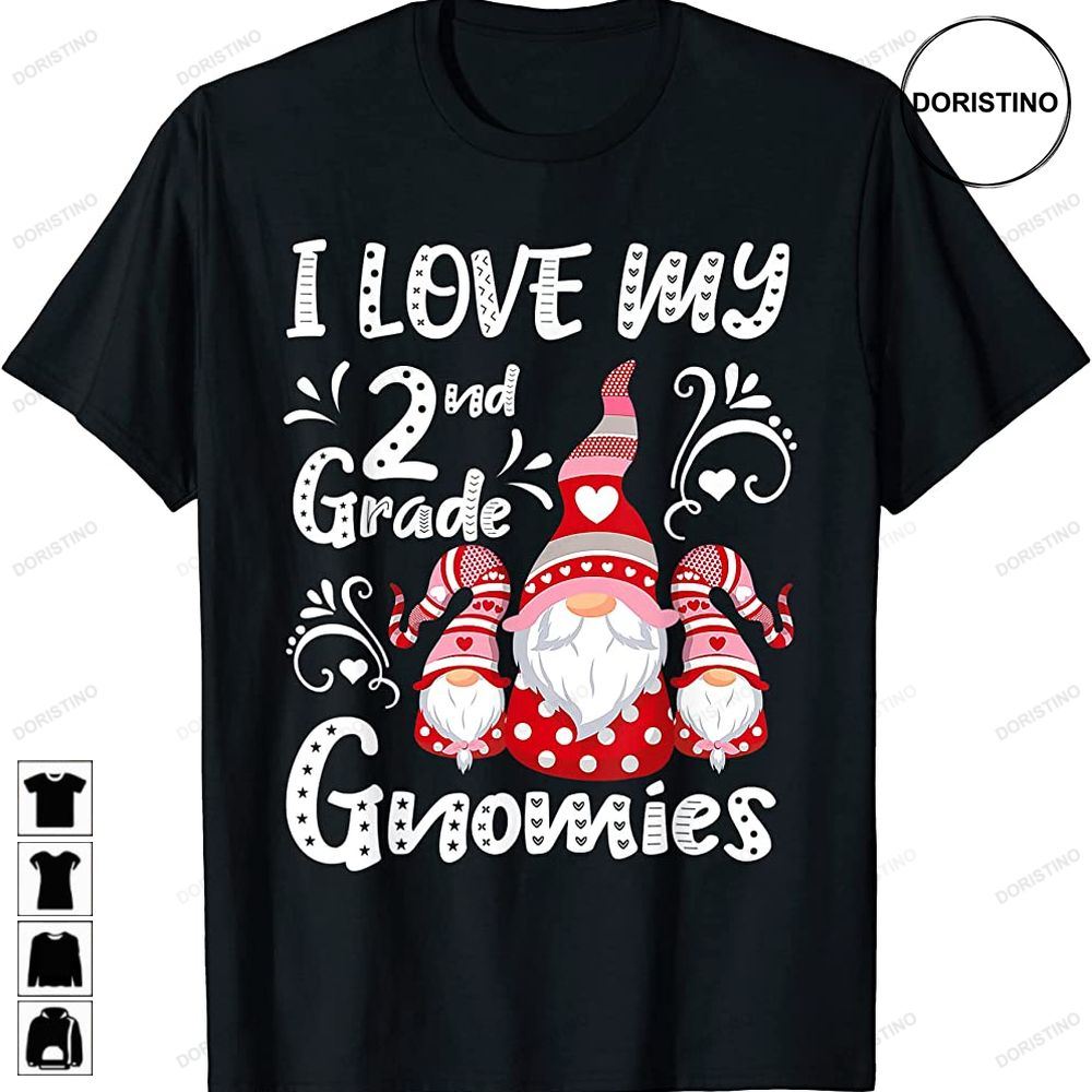 I Love My 2nd Grade Gnomies Cute Valentines Day Teacher Awesome Shirts