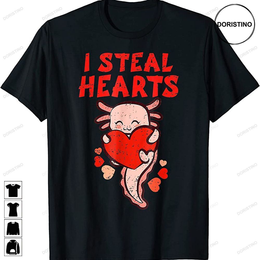 I Steal Hearts Axolotl Baby Boy Kids Valentines Day Toddler Trending Style