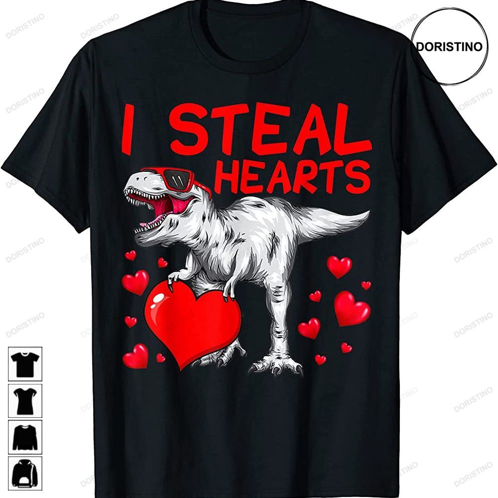 I Steal Hearts T-rex Dino Cute Baby Boy Valentines Day Awesome Shirts