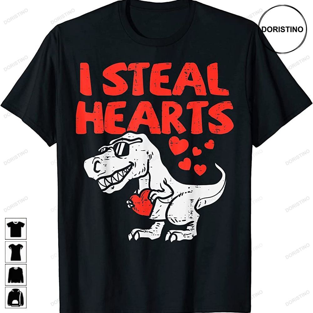 I Steal Hearts Trex Dino Baby Boy Valentines Day Toddle Awesome Shirts