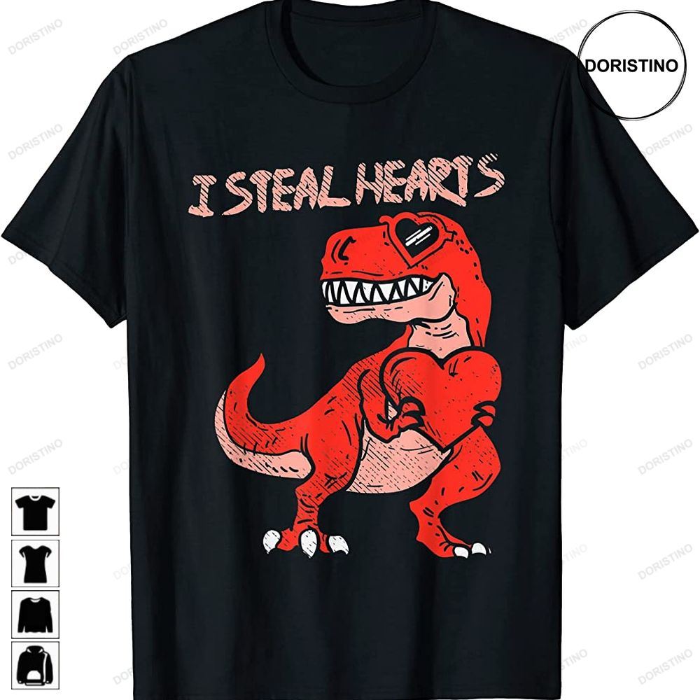 I Steal Hearts Trex Dinosaur Glasses Valentine Day Boys Awesome Shirts