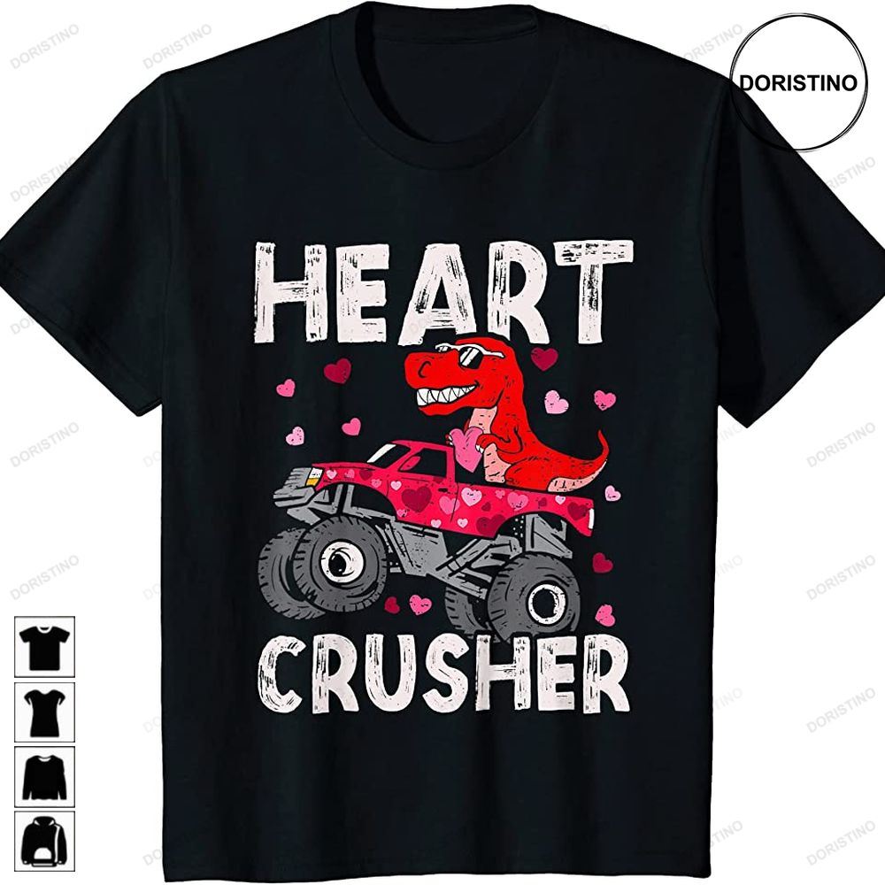 Kids Dinosaur Monster Truck T Rex Valentines Hearts Toddlers Kids Limited Edition T-shirts