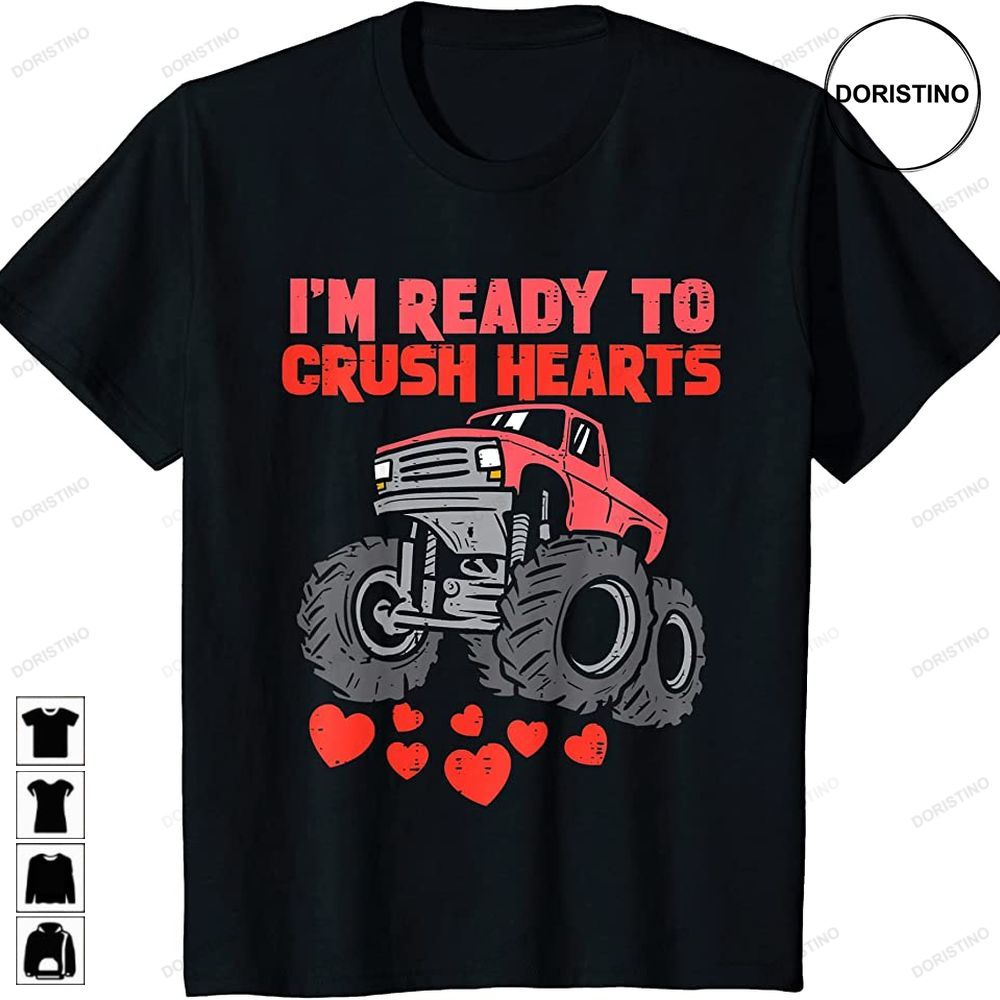 Kids Im Ready To Crush Hearts Monster Truck Boys Valentines Day Awesome Shirts