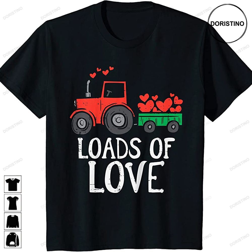 Kids Loads Of Love Tractor Cute Valentines Day Truck Toddler Boys Trending Style