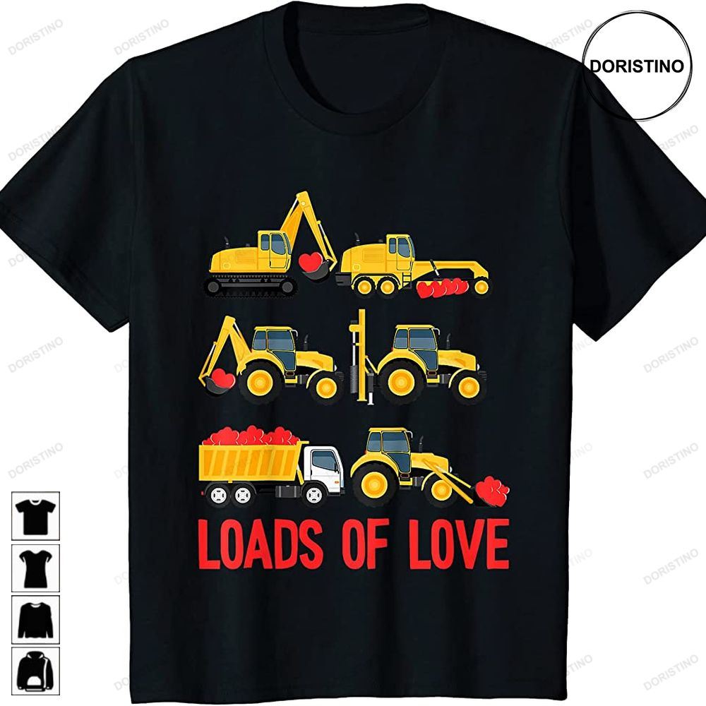 Kids Loads Of Love Valentines Day Cute Heavy Equipment V-day Boys Awesome Shirts