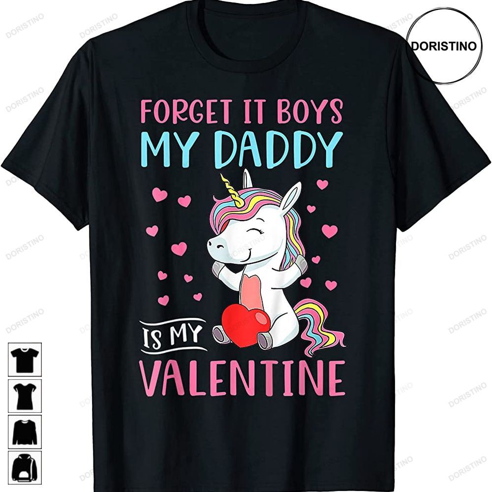 Kids My Dad Is My Valentine Unicorn Hearts Kids Girls Trending Style