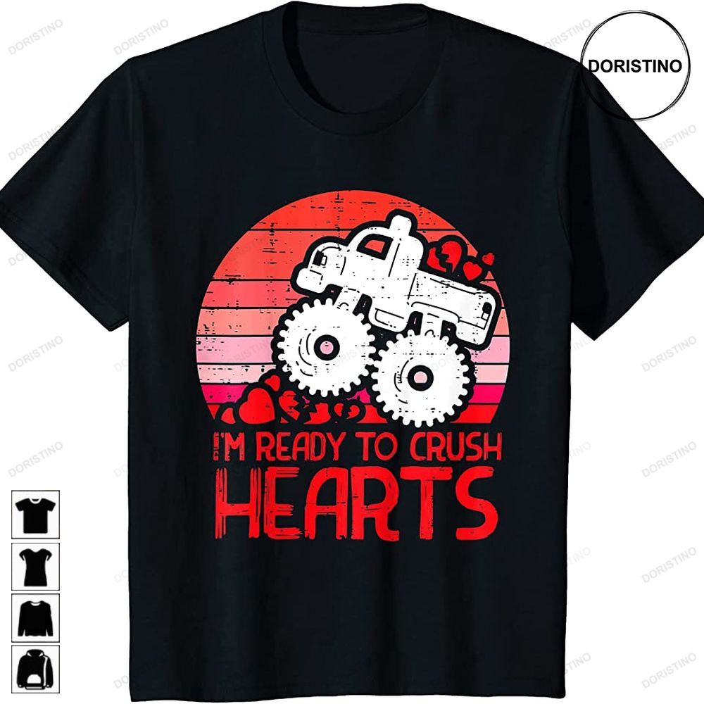 Kids Ready To Crush Hearts Monster Truck Toddler Boys Valentine Limited Edition T-shirts