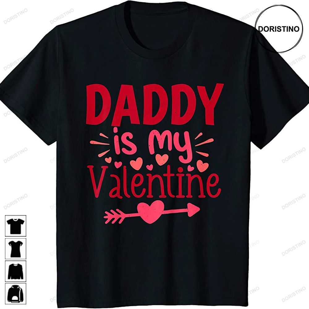 Kids Valentines Day Love Heart Daddy Is My Valentine Boys Girls Trending Style