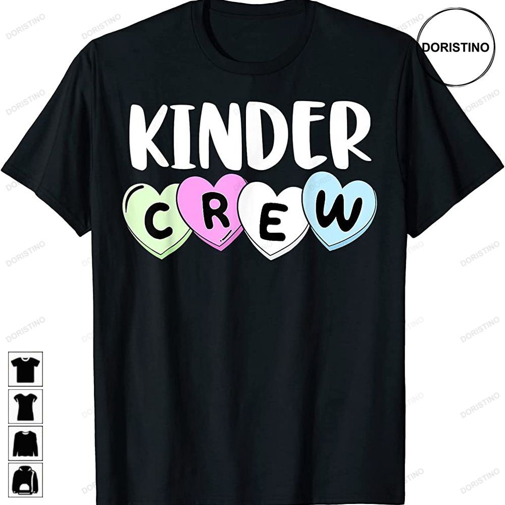 Kinder Crew Heart Kindergarten Teacher Valentines Day Awesome Shirts