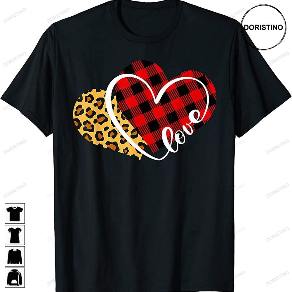 Leopard Buffalo Plaid Love Heart Valentines Day Women Girls Limited Edition T-shirts