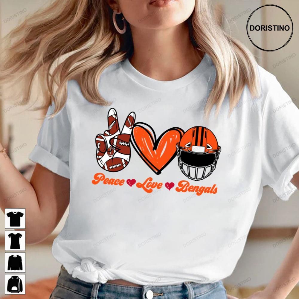 Peace Love Bengals Team Funny Art Football Trending Style