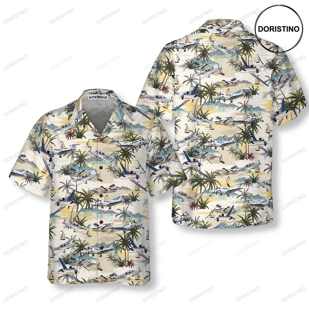 Army Aviation Aircraft Tropical Pattern Tropical Aviation For Men Hawaiian Shirt