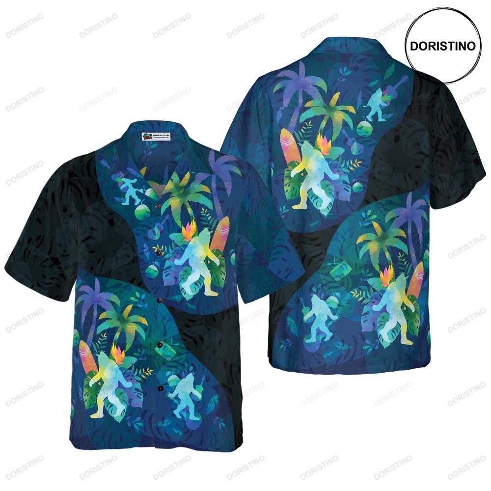 Artistic Summer Bigfoot For Men Black And Blue Sasquatch Limited Edition Hawaiian Shirt