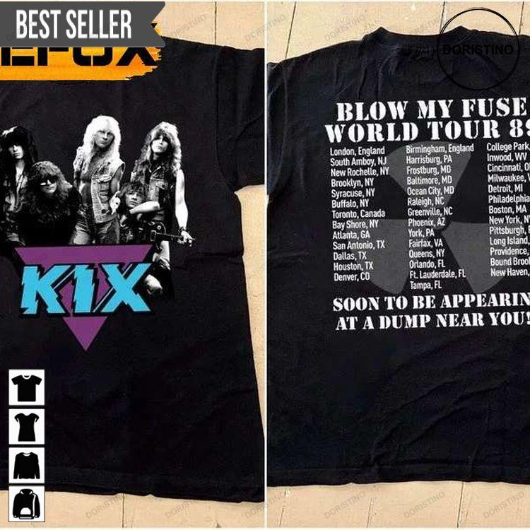 Kix Blow My Fuse Tour 1989 Rock Band Sweatshirt Long Sleeve Hoodie
