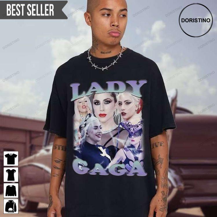 Lady Gaga Singer Short Sleeve Hoodie Tshirt Sweatshirt