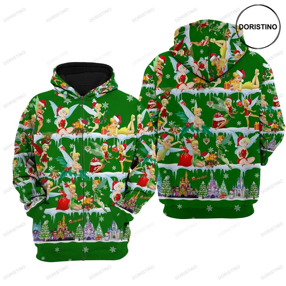 Tinker Bell Green Christmas Sweat Fleece Stylist Cartoon Graphic Outfitsclothing Men Women Kids Toddlers Awesome 3D Hoodie