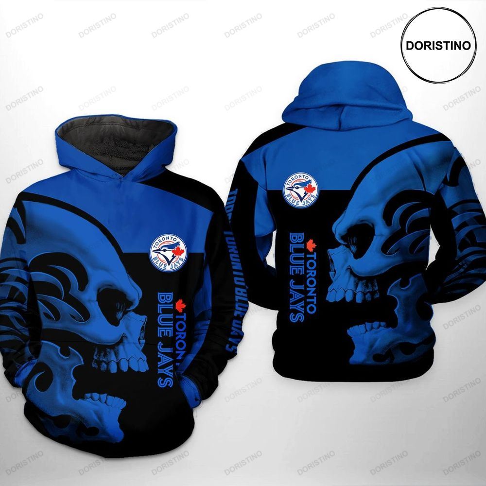Toronto Blue Jays Mlb Skull Awesome 3D Hoodie